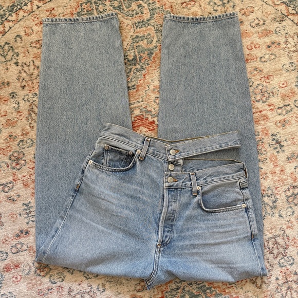 Agolde Broken Waistband Denim Jeans | 28 | Light Wash - Picture 2 of 7